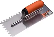 Edward Tools Squared Notch Tile and Flooring Trowel - 1/4” X 1/4” X 1/4” Pro Grade Stainless Steel Trowel - Ergonomic Rubber Grip Comfort Handle - Spread Evenly Thinset/Mastic - 11” x 4 3/4” Blade