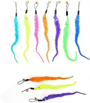 Wanfoou Cat Worm Toy Refills, Assorted Colors Worm Cat Interactive Toy, Cat Wand Replacement, 10 Pieces