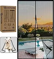 HOWIN Magnetic Fly Screen for Balcony and Patio Door - No Drilling, 100 x 210 cm, Mosquito Net, Insect Protection (Black)