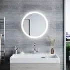 Bathroom Round Mirror LED Illuminated Touch Switch Wall Mounted 620x620mm
