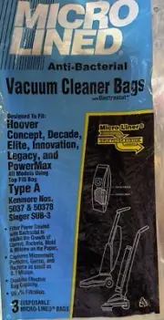 3 Micro Lined Antibacterial Vacuum Cleaner Bags NOS Hoover Elite Decade & More