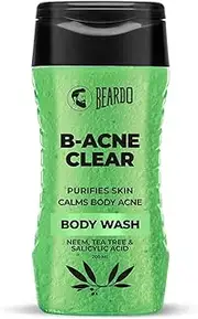 Beardo Body Acne Body Wash for Men 200 ml | With Neem, Tea Tree and Salicylic Acid | Clean Clear Skin | For Body Acne and Skin Purification | B-acne Bodywash