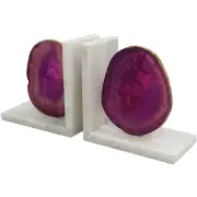 A&B Home 82956-PINK-SA Agate 5.5 X 3 inch Pink/White Bookends
