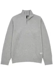 Alpha Tauri Fenla Half-zip Wool Jumper - Grey - L L