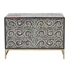 MOTHER OF PEARL BEGUILING VINE HANDMADE DRESSER 6-DRAWER CHEST OF 6 DRAWERS