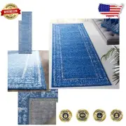 Adirondack 2'6" x 20' Runner Rug - Light & Dark Blue, Stain Resistant & Durable