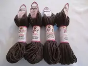 Lot of 4 rolls of 2mm Brown Amy Braided Nylon Macrame Craft Jewelry Cord 100yds