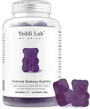 [Unichi] Elderberry Immune Defence Gummy, With Vitamin C, Zinc to Promote Immune System Health, Defend Cold & Flu Symptoms, Berry Flavour, 60 Count