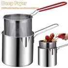 Stainless Steel Deep Frying Pot with Lid Tempura Fryer Pan French Fries
