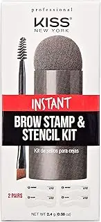 Kiss New York Professional Instant Brow Stamp and Stencil Kit Powder Stamp Eyebrow Shaping Kit (Dark Brown)