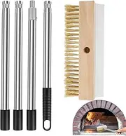 Pizza Stone Brush, Brass Bristles Pizza Brush 58.66 Inches, Heat-Resistant Barbecue Grill Clean Tool with Scraper Commercial Cooking Supply for Outdoor Kitchen Restaurant