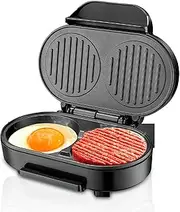 Breakfast Sandwich Maker, Double Mini Grill Maker with Non-Stick Coating, Panini Press Grill Withnon-Slip Handle and Led Indicator, Toastie Maker with Removable Drip Tray for Making Breakfast