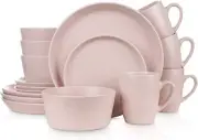 Albie Stoneware 16-Piece Modern Dinnerware Set, Kitchen Plates and Bowls Sets