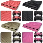 Wrap Carbon Fiber Skin Sticker Console & Controller Decal PS4 Slim Playstation 4