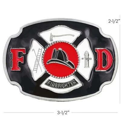 Fire Department Dept FD Logo Belt Buckle FireFighter Helmet Hydrant Ladder