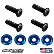 4 TITANIUM BURNT LICENSE PLATE ANTI THEFT SECURITY BOLTS WASHERS SCREWS BLACK (for: Honda Civic)