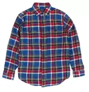 $145 Polo Ralph Lauren Plaid Twill Workshirt, Royal/Red, Size M