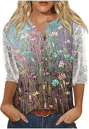 [Generic] Womens Plus Size Summer Tops,Black Hoodies for Women Tops for Women Casual Tops for Women Summer Seamless Tops for Women Floral Pattern t Shirt Woman Casual Shirts for Women