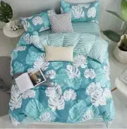 3D White Leaves NAO6534 Bed Pillowcases Quilt Duvet Cover Set Queen King Fay