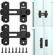 Outdoor Garden Wooden Door Lock, Heavy Duty Sliding Shed Latch Bolt, Door Barricade Bracket, Window Bolt, Stainless Steel Gate Lock for Fence, Barn, Garage, Summerhouse (2Pcs, Black)