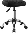 Black Minimalist Square Swivel Stool with Wheel Perfect for Work SPA Shop Mas...