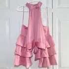 Fashion Nova Cindy Ruffle Satin Top in Rose