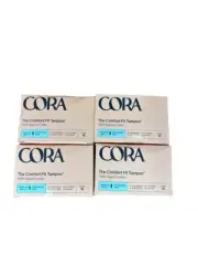 4 Boxes of Organic Cora Tampons Sizes Regular 18 Count In Each Box