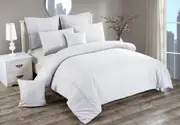 Seersucker Duvet/Doona/Quilt Cover Set-Double Queen/King/Super King Size-White
