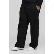 Mens Black Plus 330GSM Straight Leg Basic Joggers