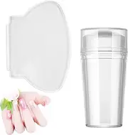 French Nail Stamp - Nails Art Stamp | French Tip Imprint, Clear Body Manicure Kit with Cover, Polish Design Scraper, 2-Piece Silicone Transparent Press Head Large Blades Tool
