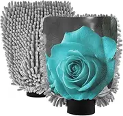 XYMZR Table Blue Rose Absorbent Microfiber Car Wash Mitt, Funny Cute Anime Scratch Free for Cars Cleaning, Home Cleaning Mitts, 2 Pack, 10.24” L x 7.09” W
