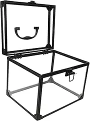 [Ipetboom] Travel Jewelry Case with Lock Large Crown Box for Storage Makeup Organizer Box with Mirror