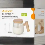 Aieve Milk Frother Electric Cup USB Rechargeable Self Mix Cup W/Lid HighQuality