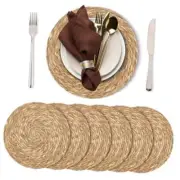 Set of Round Woven Placematses Bulrush Placemats Natural Hand-Woven 12 Inch 6