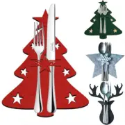 4Pcs Christmas Tree Tableware Cutlery Holder Bag Fork Spoon Cover Table Decor