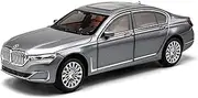 Scale Finished Model Car 1:24 Scale for BMW 760li Sedan Alloy Diecast Miniature Car Model Simulation Replica Vehicle Decoration Die-cast Vehicle(Chrome)