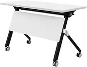 SHANGDAOYU White Training Table With Wheels, Mobile Folding Office Conference Table, Multifunctional Modern Office Rectangular Table For Public Space, Classroom Dining Room(120 * 60cm/47.2 * 23.6in)