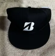 NWT Bridgestone Golf Black/White Tour Flat Bill Snapback Golf Hat/Cap
