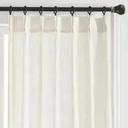 Pinch Pleat Natural Linen Sheer Curtain 95 inches Long,Back Tab Stripe Transp...