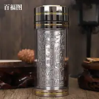 在飛比找Yahoo!奇摩拍賣優惠-新品 世紀小百福純銀杯子隨手杯純銀內膽保溫杯999純銀水杯雪