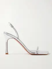 [Amina Muaddi] Amina Muaddi - Maya Mirrored-leather Sandals - Silver - IT41 IT 41 Silver