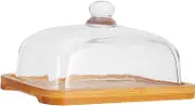 MOTHNUR Wooden Butter Dish Cupcake Cheese Countertop Covered Butter Dishes with Lid Lid Tray Serve Counter Container Rectangular Rectangle Cake Stand Mini Cake Stand with Dome Glass