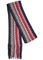 Missoni Zigzag Metallic-knit Scarf - Black ONE SIZE