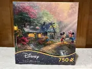 NEW Disney Thomas Kinkade Puzzle Mickey & Minnie Sweetheart Bridge 750 Puzzle