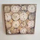 Tim Holtz idea-ology District Market Watchmaker Burlap Canvas Wall Panel
