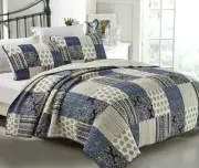 Patchwork Bed Quilt Horizon Queen Size Coverlet 230x230cm