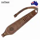 TOURBON Genuine Leather Gun Sling Rifle Ammo Carrier Straps Hunting Rest Hole AU