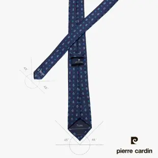 【pierre cardin 皮爾卡登】商務正裝休閒紳士手打領帶-深藍變形蟲緹花(AD123-07)