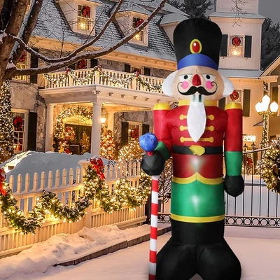 Santaco Inflatable Christmas Decorations Nutcracker 2.4m Bright 12 LED Lights