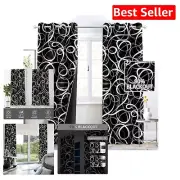 Modern Geometric Blackout Curtains, Noise Reducing Window Treatments - 52x63